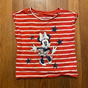 Baby Gap Red&white Striped ShortSleeve TShirt w Silver/Navy Minnie Mouse, 3Years